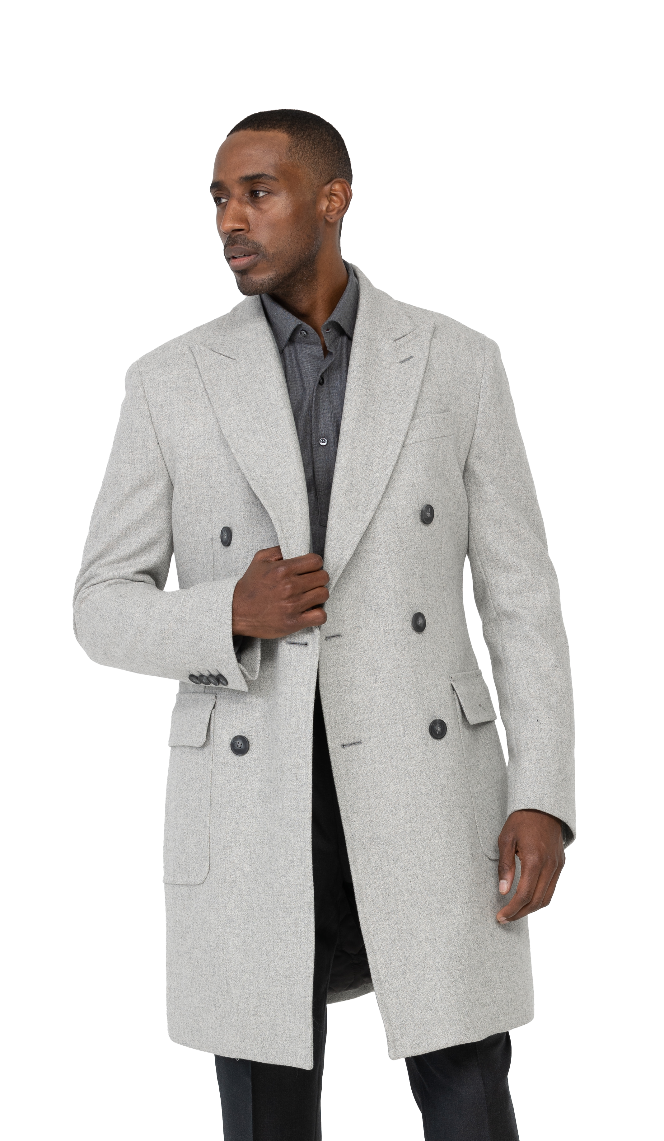 Light grey double-breasted coat - Blandin u0026 Delloye