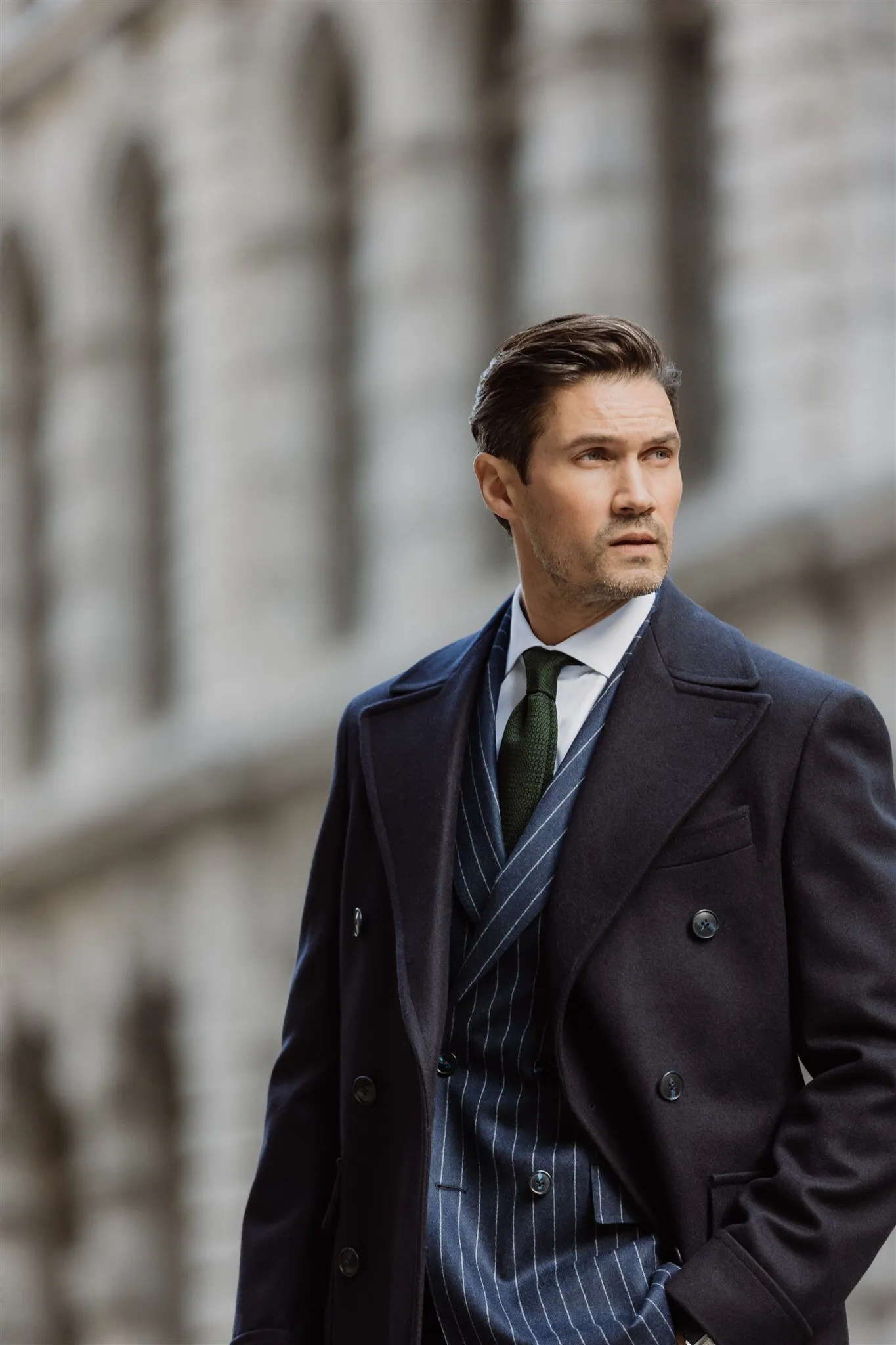 Navy blue polo coat Blandin Delloye